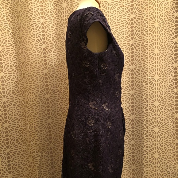 NWT JS Collections Cap Sleeve Brocade Ruched Dress - Picture 7 of 10